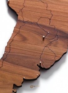 Palisander houten wereldkaart met neodymium magneten