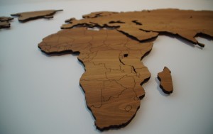 Eikenhouten wereldkaart Afrika