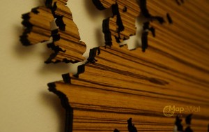 Zebrano houten wereldkaart