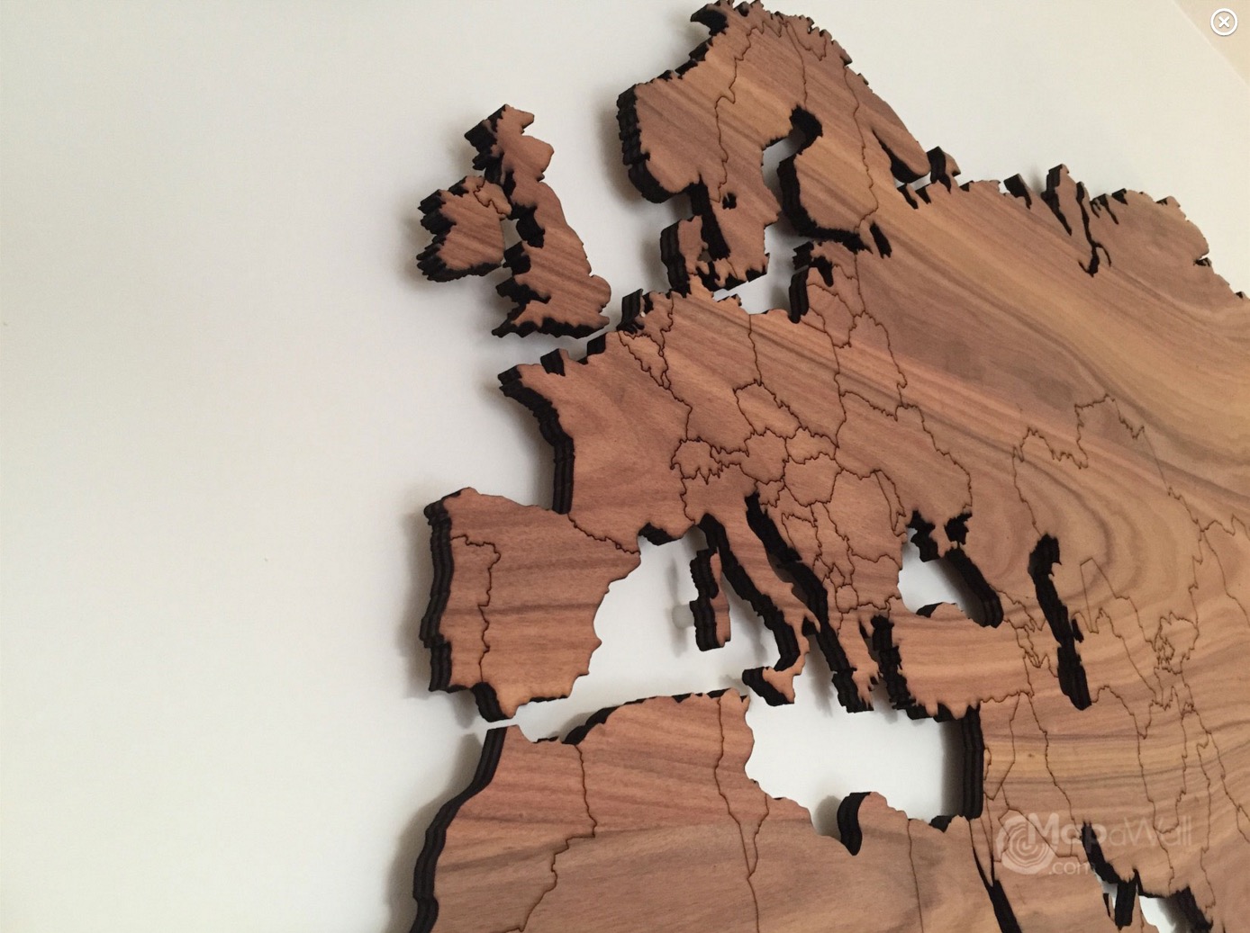 Wereldkaart van hout palisander licht